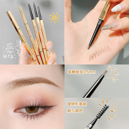 Small gold bar double-head eyebrow pencil with ultra-fine refill Small gold chopsticks waterproof and sweat-proof long-lasting non-smudged fine eyebrow pencil