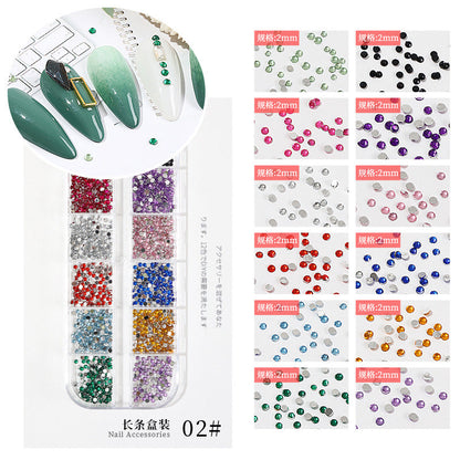 Nail art flat bottom diamond glass rhinestone flat bottom pearl AB fantasy color pointed bottom diamond nail sticker jewelry nail art decoration