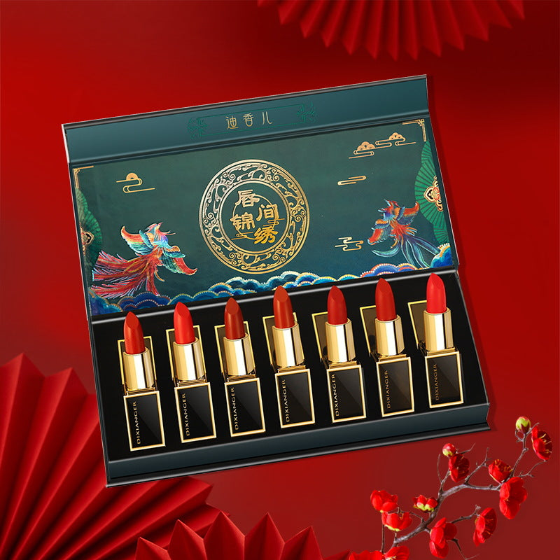 Dixianger Chinese style Forbidden City carved lipstick long-lasting moisturizing waterproof non-fading Valentine's Day gift set 