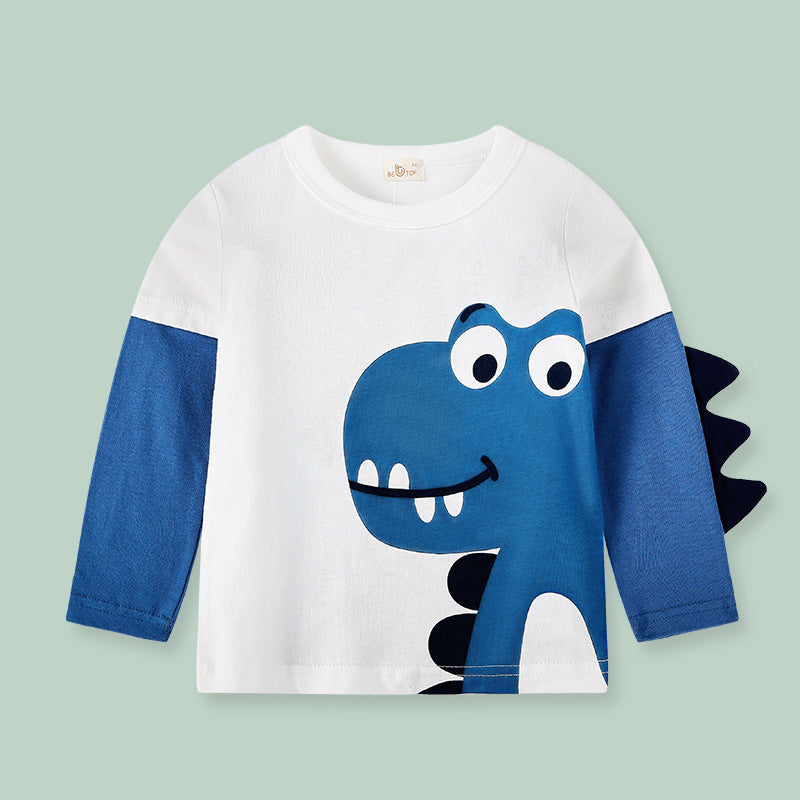 be top children's clothing factory direct sales new children's bottoming shirt boy three-dimensional dinosaur long-sleeved T-shirt one piece