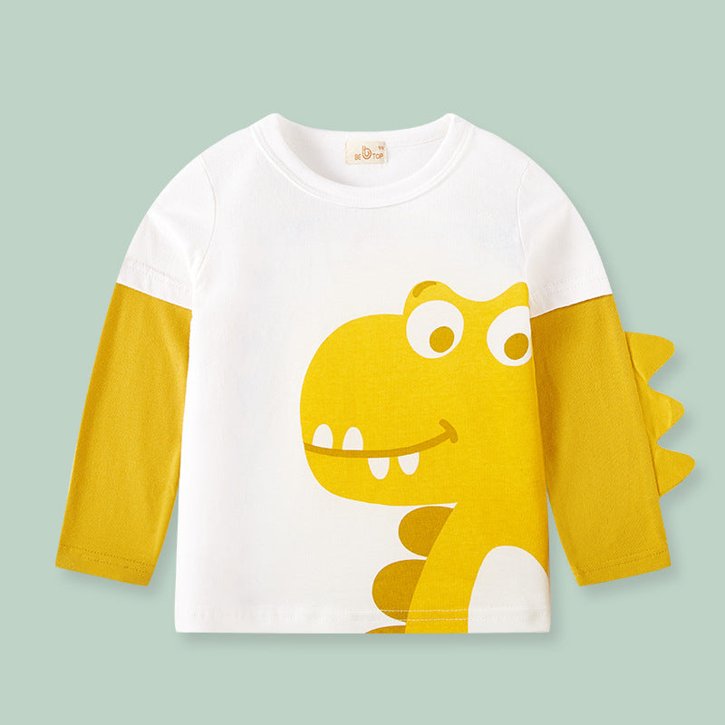 be top children's clothing factory direct sales new children's bottoming shirt boy three-dimensional dinosaur long-sleeved T-shirt one piece