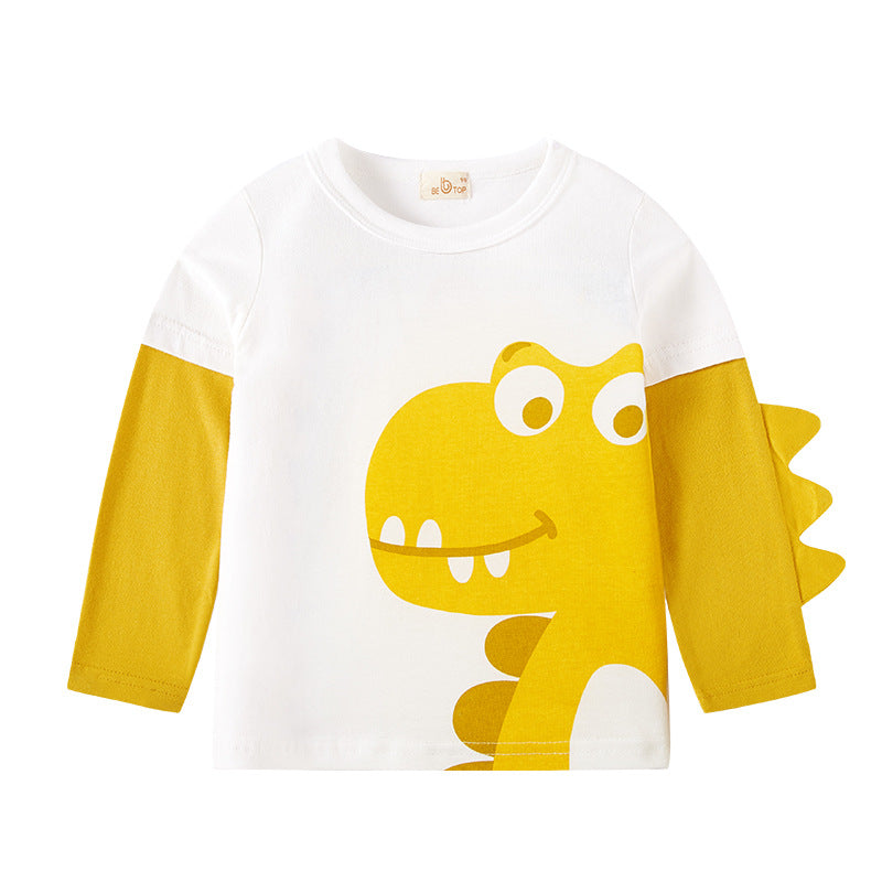 be top children's clothing factory direct sales new children's bottoming shirt boy three-dimensional dinosaur long-sleeved T-shirt one piece