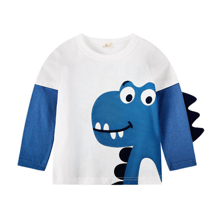 be top children's clothing factory direct sales new children's bottoming shirt boy three-dimensional dinosaur long-sleeved T-shirt one piece