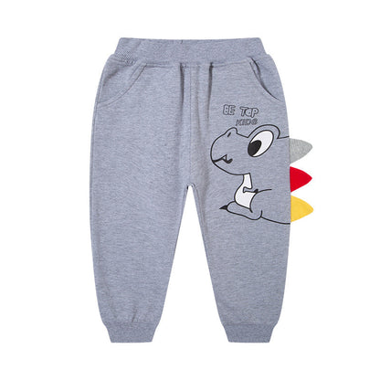 2024 new autumn children's trousers dinosaur cartoon three-dimensional baby boy casual sports pants trendy one piece delivery