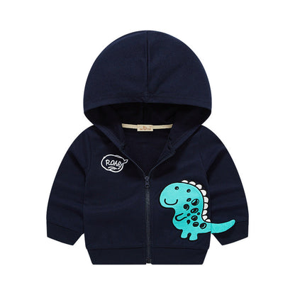 2024 children's coat spring and autumn new style girls and boys dinosaur tops baby sweater manufacturers wholesale car flower cardigan