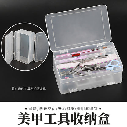 Nail art tool double layer storage box large capacity tool box can hold nail polish double layer compartment storage box