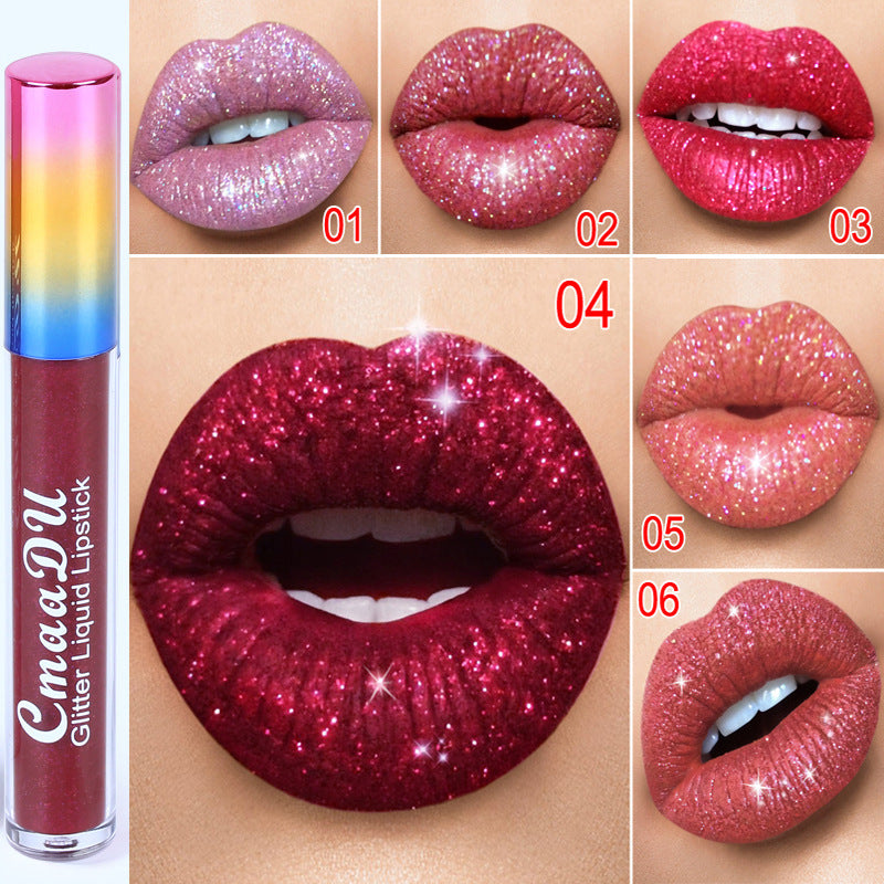 Cross-border same style diamond metal lip gloss lipstick lip glaze sip a sip of fantasy color shining pearlescent shine aliexpress foreign trade