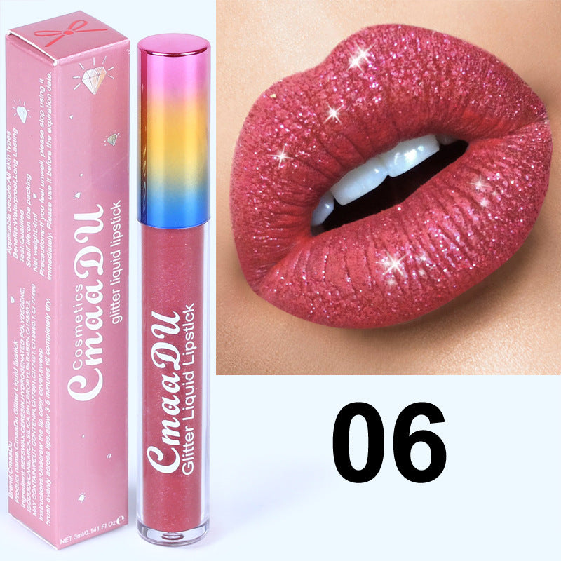 Cross-border same style diamond metal lip gloss lipstick lip glaze sip a sip of fantasy color shining pearlescent shine aliexpress foreign trade