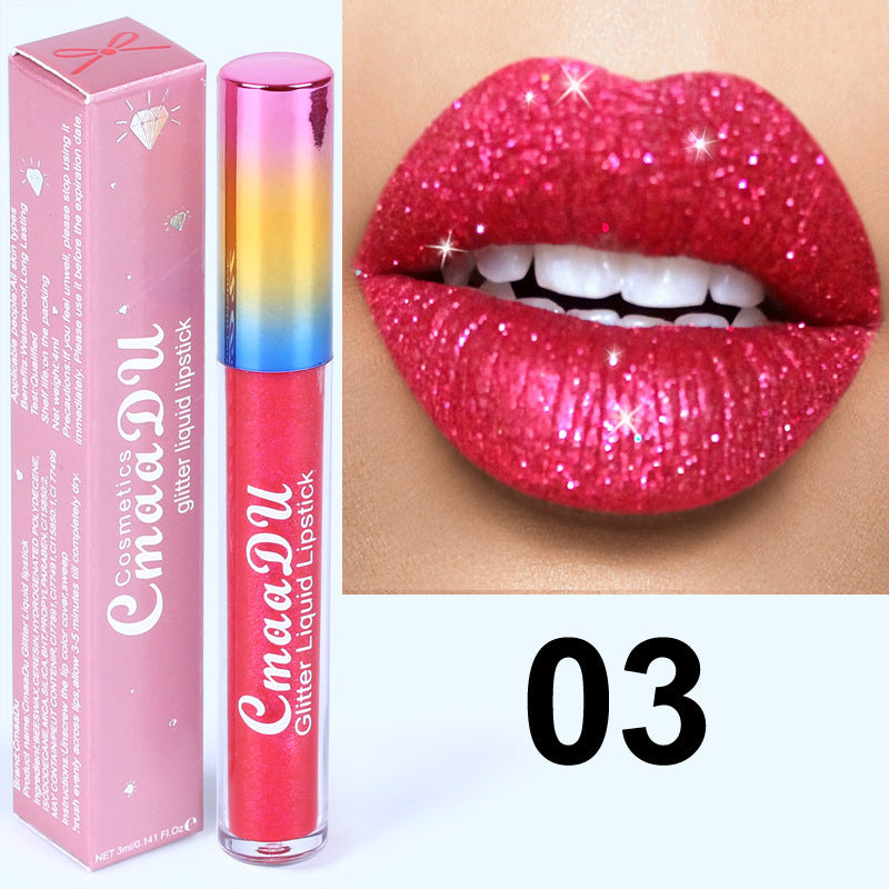 Cross-border same style diamond metal lip gloss lipstick lip glaze sip a sip of fantasy color shining pearlescent shine aliexpress foreign trade