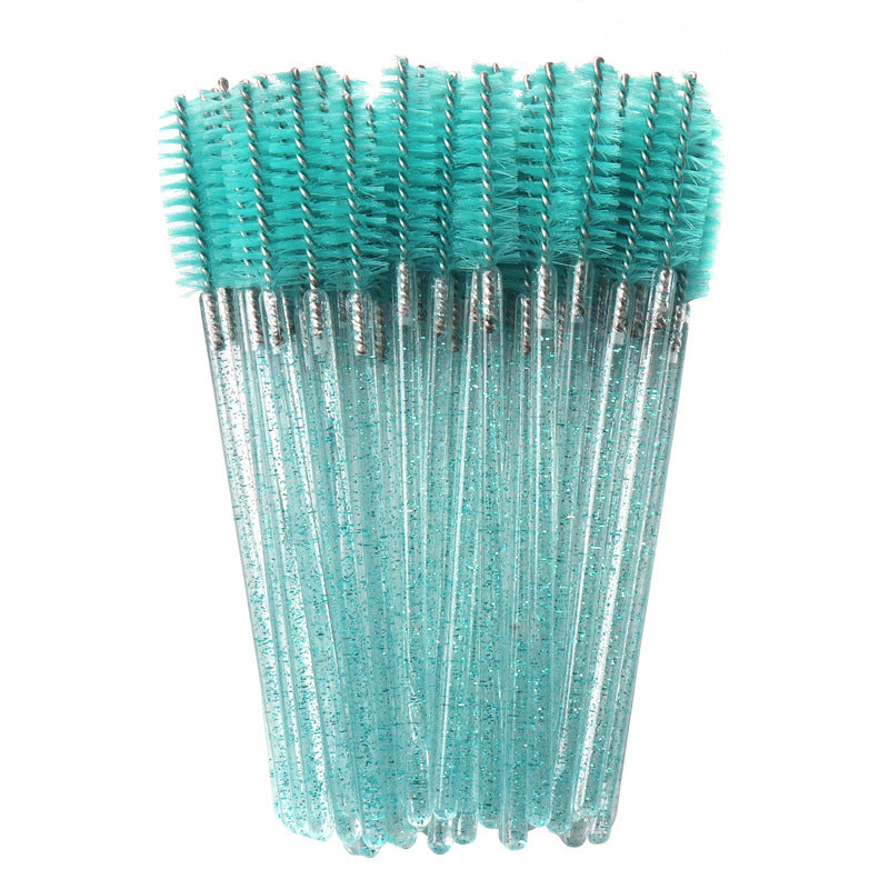 Wholesale crystal rod nylon head eyelash brush portable beauty makeup tool grafting eyelash comb