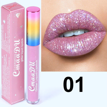 Cross-border same style diamond metal lip gloss lipstick lip glaze sip a sip of fantasy color shining pearlescent shine aliexpress foreign trade