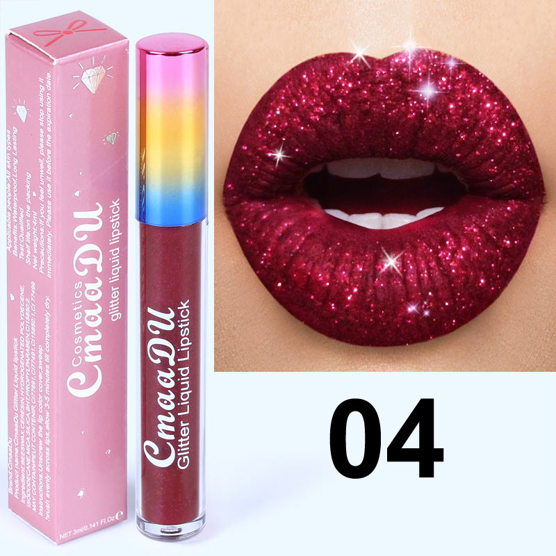 Cross-border same style diamond metal lip gloss lipstick lip glaze sip a sip of fantasy color shining pearlescent shine aliexpress foreign trade