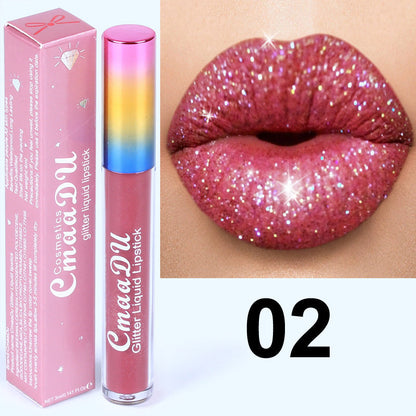 Cross-border same style diamond metal lip gloss lipstick lip glaze sip a sip of fantasy color shining pearlescent shine aliexpress foreign trade