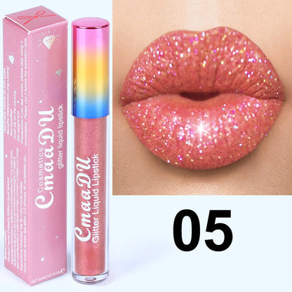 Cross-border same style diamond metal lip gloss lipstick lip glaze sip a sip of fantasy color shining pearlescent shine aliexpress foreign trade