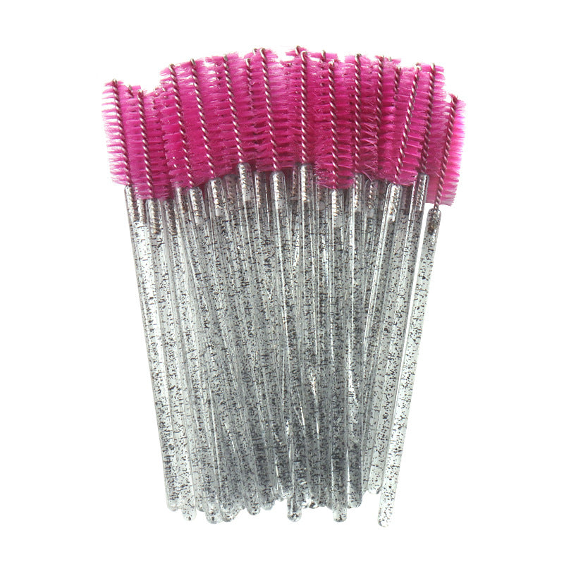 Wholesale crystal rod nylon head eyelash brush portable beauty makeup tool grafting eyelash comb