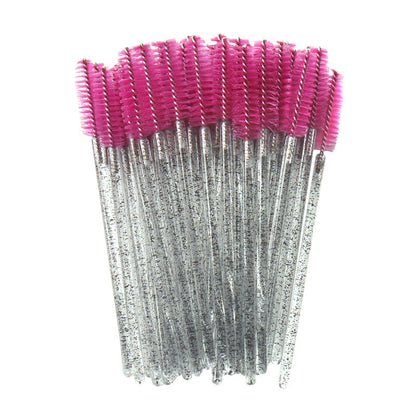 Wholesale crystal rod nylon head eyelash brush portable beauty makeup tool grafting eyelash comb