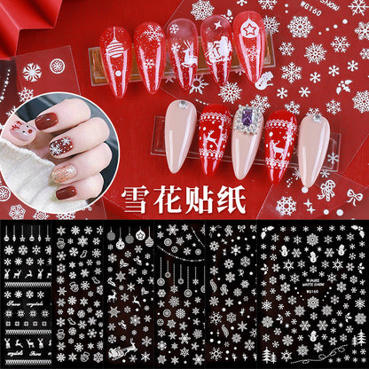 Nail art Christmas stickers 3d Christmas series cartoon nail stickers snowflake stickers nail art stickers Christmas nail stickers