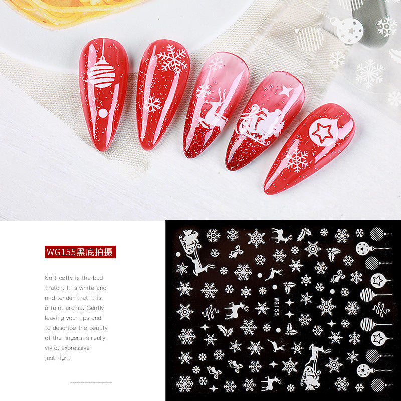 New snowflake nail stickers white Christmas snowflake hot stamping nail decals nail stickers nail accessories