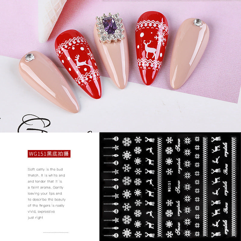 New snowflake nail stickers white Christmas snowflake hot stamping nail decals nail stickers nail accessories