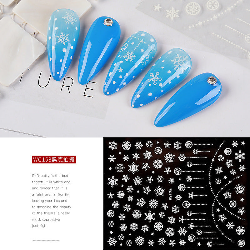 New snowflake nail stickers white Christmas snowflake hot stamping nail decals nail stickers nail accessories