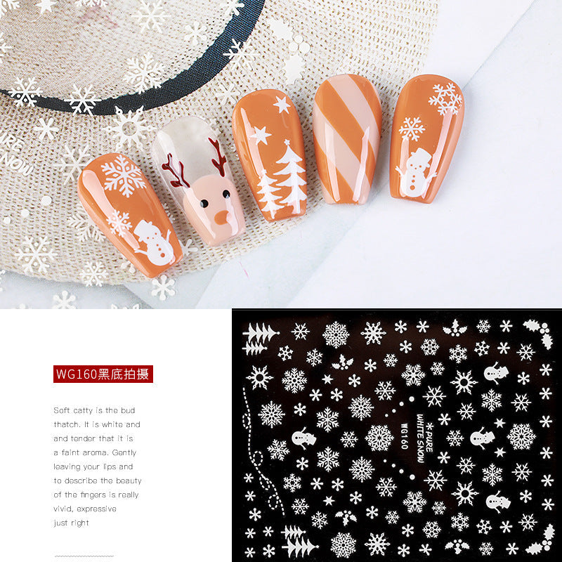 New snowflake nail stickers white Christmas snowflake hot stamping nail decals nail stickers nail accessories