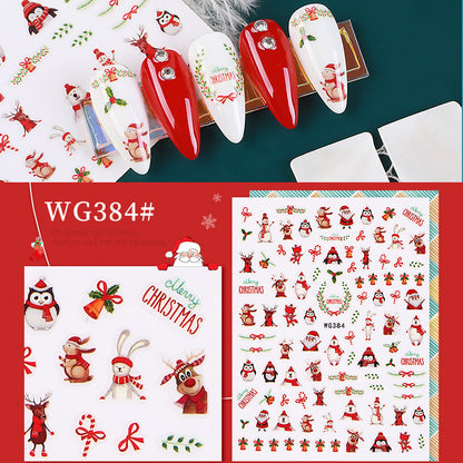 Nail art Christmas stickers 3d Christmas series cartoon nail stickers snowflake stickers nail art stickers Christmas nail stickers