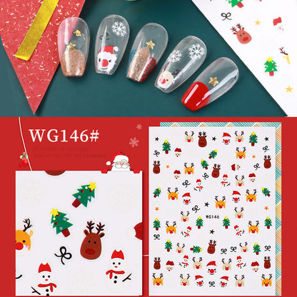 Nail art Christmas stickers 3d Christmas series cartoon nail stickers snowflake stickers nail art stickers Christmas nail stickers