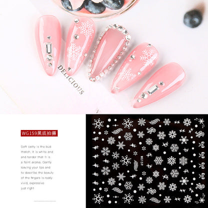 New snowflake nail stickers white Christmas snowflake hot stamping nail decals nail stickers nail accessories