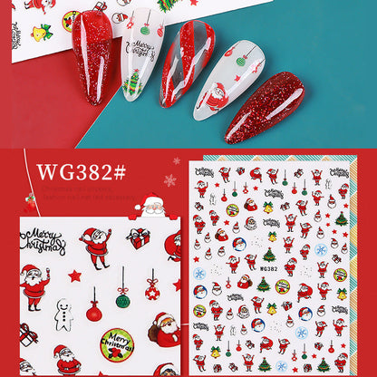 Nail art Christmas stickers 3d Christmas series cartoon nail stickers snowflake stickers nail art stickers Christmas nail stickers