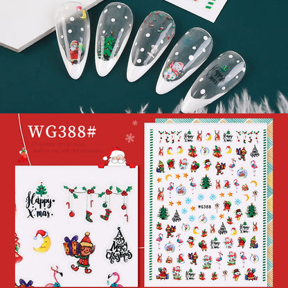 Nail art Christmas stickers 3d Christmas series cartoon nail stickers snowflake stickers nail art stickers Christmas nail stickers