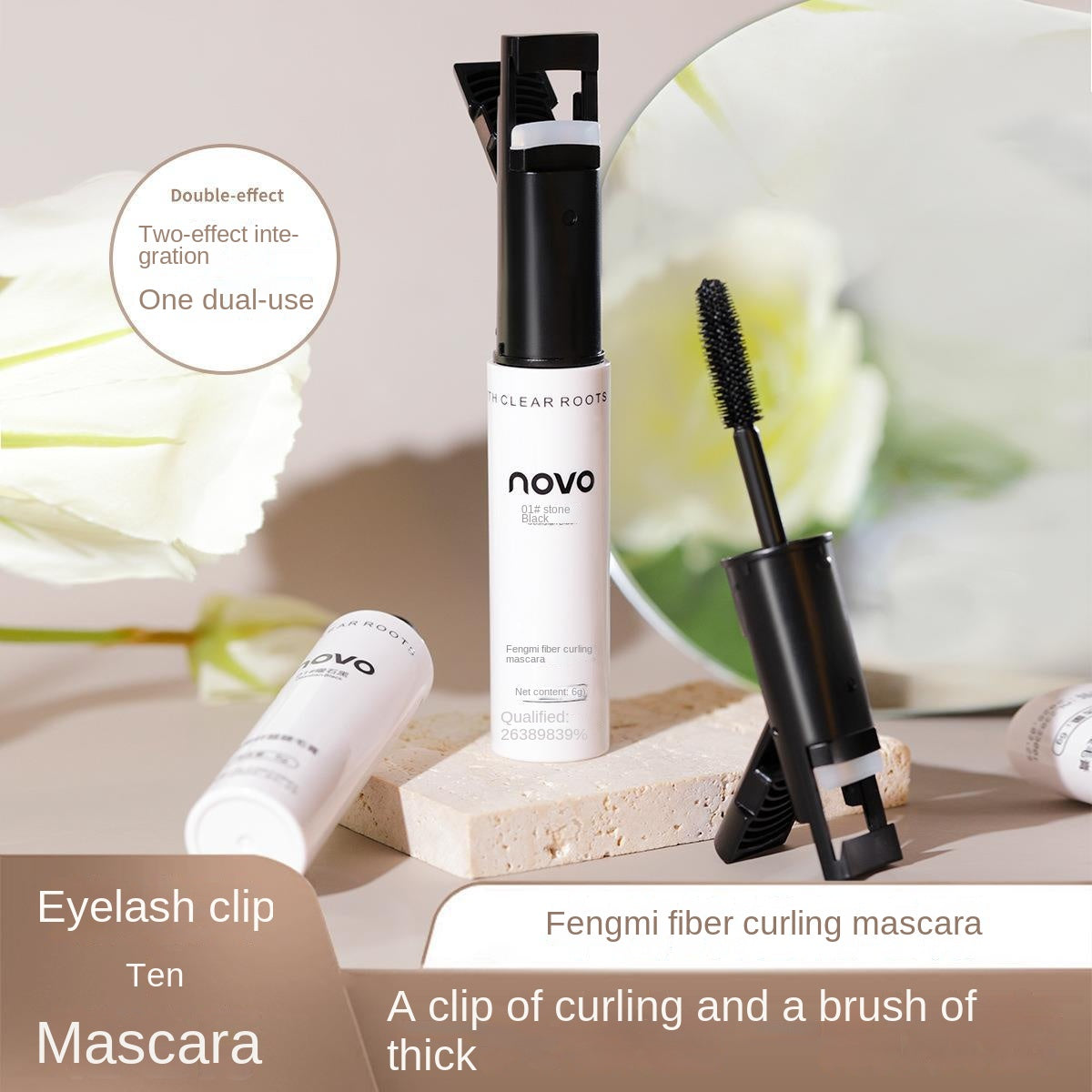 NOVO mascara eyelash curler two-in-one slim thick curling long-lasting waterproof and sweat-proof non-smudged base shaping 