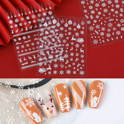 New snowflake nail stickers white Christmas snowflake hot stamping nail decals nail stickers nail accessories