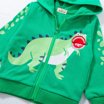 New children's clothing 2024 trendy boys autumn clothing dinosaur characteristic jacket children's baby sweater cardigan one piece delivery