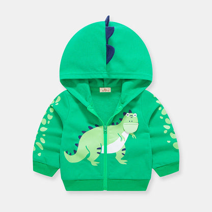 New children's clothing 2024 trendy boys autumn clothing dinosaur characteristic jacket children's baby sweater cardigan one piece delivery