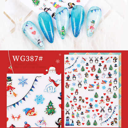 Nail art Christmas stickers 3d Christmas series cartoon nail stickers snowflake stickers nail art stickers Christmas nail stickers