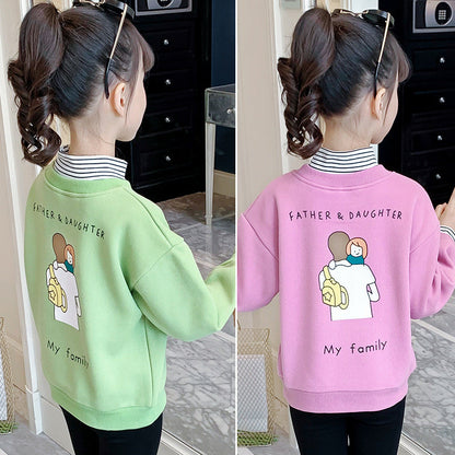 Girls long-sleeved bottoming shirt 2024 new spring and autumn cotton stylish children's pullover knitted tops T-shirts for big and small children