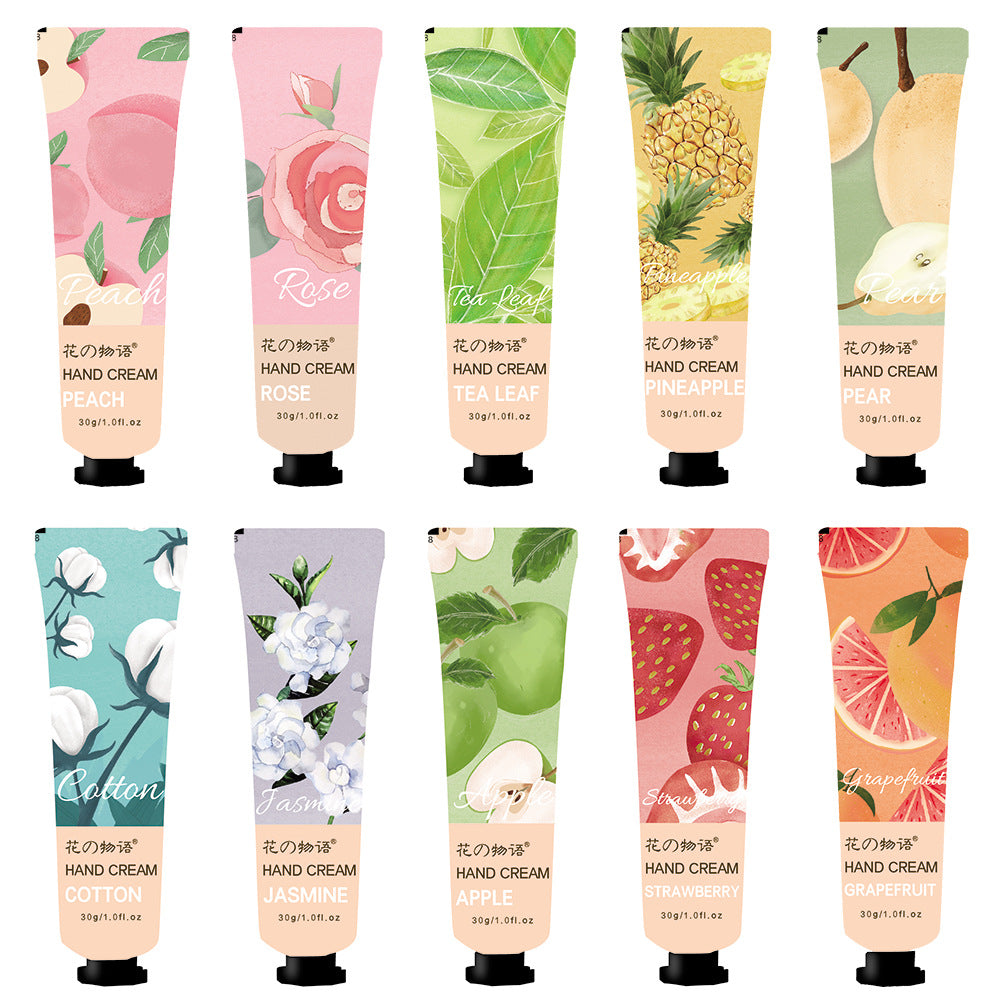 Live broadcast of the hot flower story 30g hand cream 30 types of moisturizing hydrating moisturizing stall gifts spot wholesale 