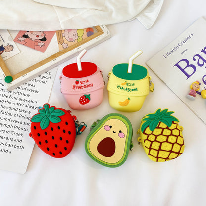 Silicone Coin Mini Bag Cute Avocado Children's Crossbody Bag 2024 New Baby Girls Shoulder Bag 