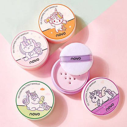 NOVO5386 Unicorn Loose Powder Cute Girl Meng Xinxin Oil Natural and Delicate Fit Powder Makeup Domestic