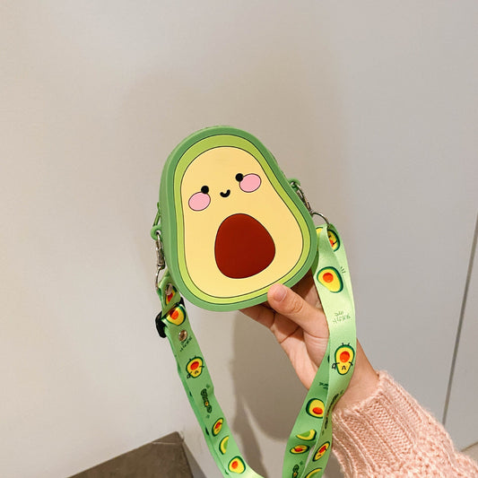 Silicone Coin Mini Bag Cute Avocado Children's Crossbody Bag 2024 New Baby Girls Shoulder Bag 