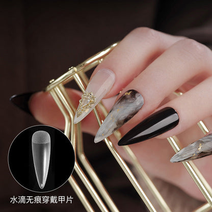 Nail art thin nail pieces without carving and grinding trapezoidal water drop almond frosted full stickers half stickers to extend the nail art shop can be folded without traces