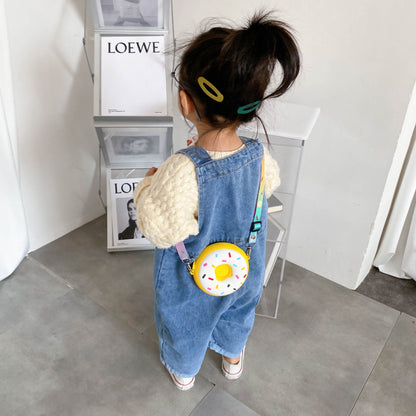 Donut Children's Bag Cute Children's Crossbody Small Bag Silicone Children's Coin Purse Japanese Baby Accessory Bag 