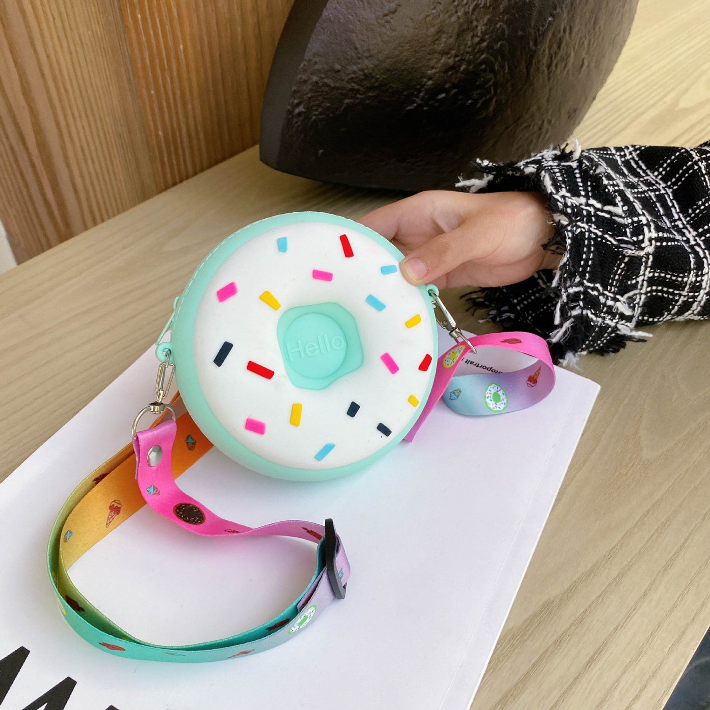 Donut Children's Bag Cute Children's Crossbody Small Bag Silicone Children's Coin Purse Japanese Baby Accessory Bag 