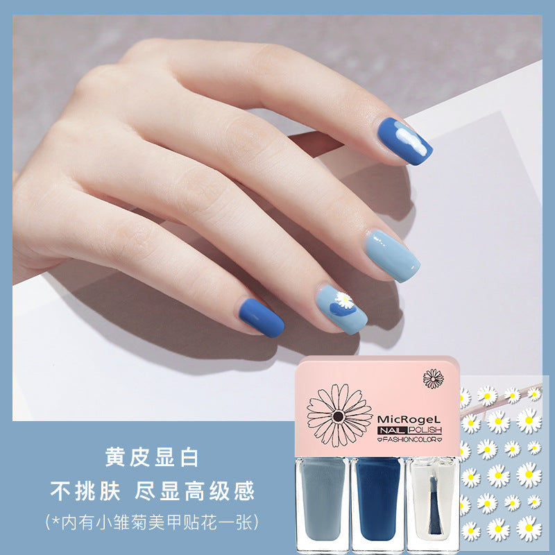 Oulis 3 bottles of no-bake micro-glue nail polish set 2023 autumn and winter new color Internet celebrity toes water-based tearable