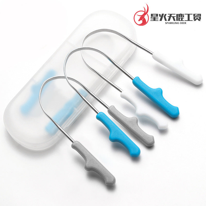 Tongue cleaning tool stainless steel set tongue scraper tongue brush adult bad breath removal tongue scraper oral care tool