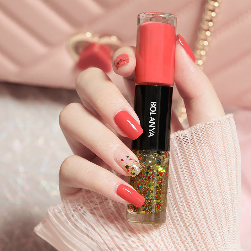 Cross-border double-headed oily nail polish, no baking, long-lasting and non-peelable, new spring and summer nail polish, no baking and quick-drying nail polish