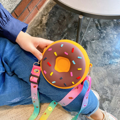 Donut Children's Bag Cute Children's Crossbody Small Bag Silicone Children's Coin Purse Japanese Baby Accessory Bag 