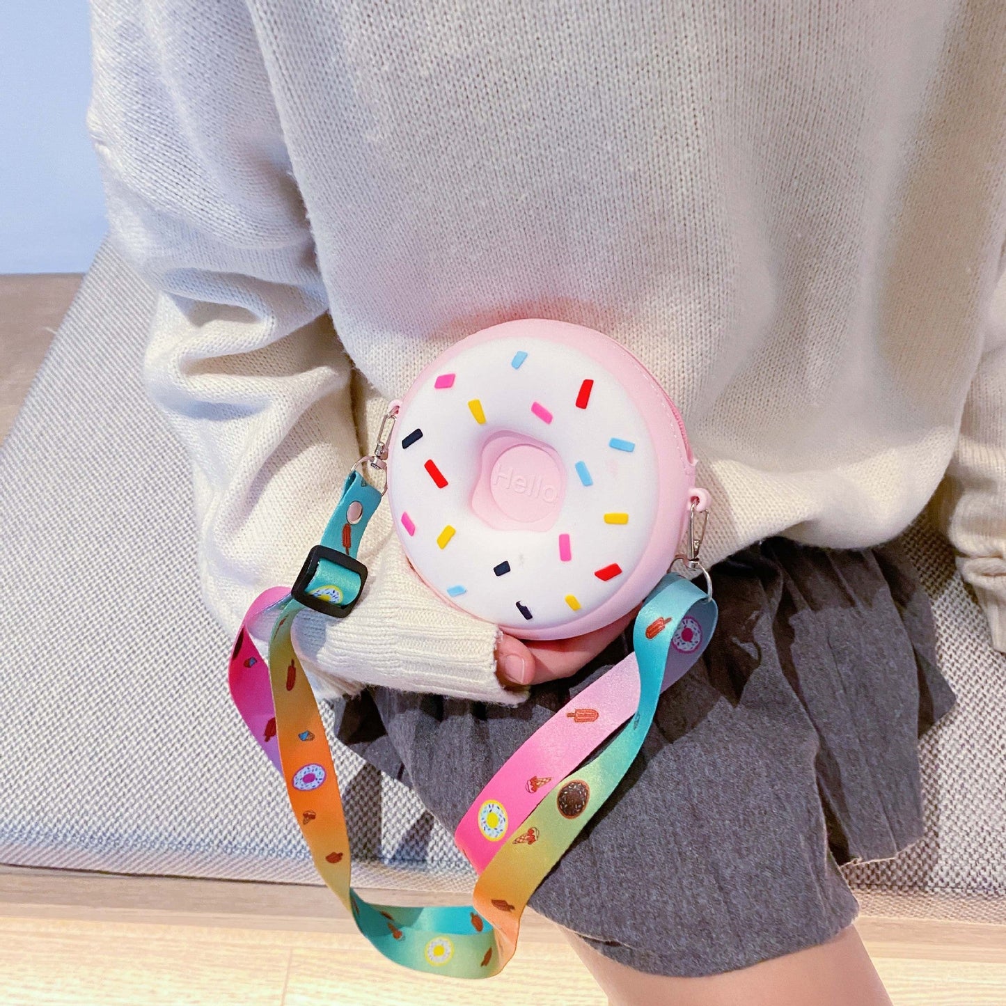 Donut Children's Bag Cute Children's Crossbody Small Bag Silicone Children's Coin Purse Japanese Baby Accessory Bag 