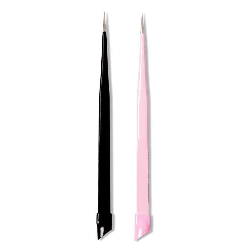 Multifunctional double-headed tweezers for manicure with silicone pressure stick stickers inlaid with diamond clips and special straight-head tweezers for manicure tools