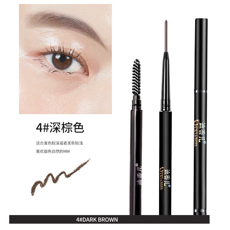 HLLR double-headed ultra-fine eyebrow pencil for women with fine core, waterproof and sweat-proof, long-lasting color, non-fading, beginners, manufacturers wholesale 